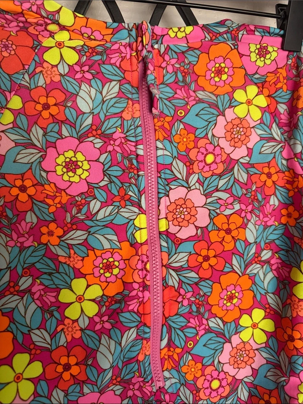 Girls Cat & Jack Long Sleeve Floral One Piece Swimsuit Pink Multi | Size L 10/12